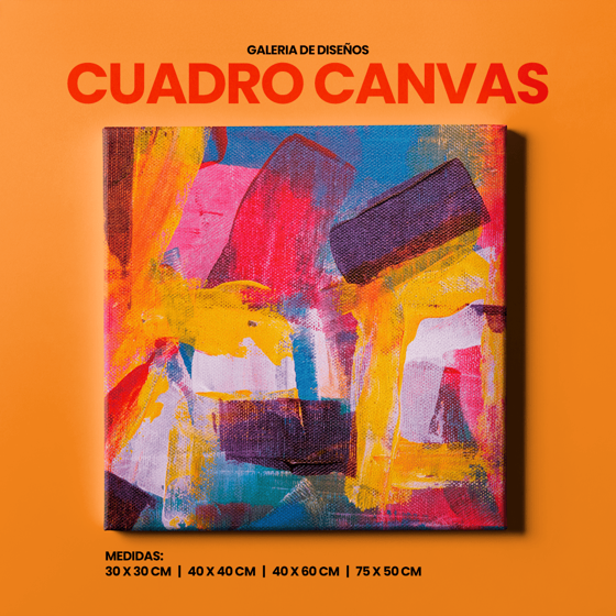 Canvas decorativo con diseño artístico en colores vivos, impreso sobre lienzo de alta calidad