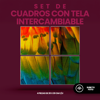 Set de cuatro cuadros de 20x20 cm personalizados con tu imagen, impresos en tela intercambiable con marco de aluminio