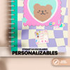 Etiqueta escolar infantil de 5x5 cm con diseño de hada, editable con nombre, materia y grado