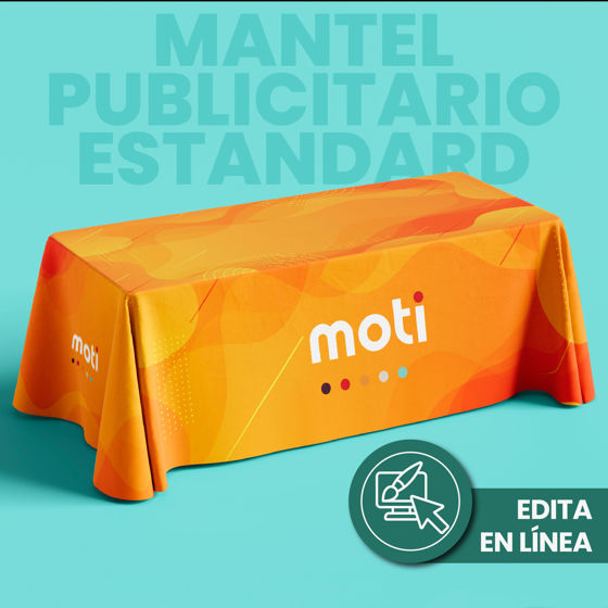 Mantel promocional con impresión personalizada en tela, ideal para eventos y exhibiciones